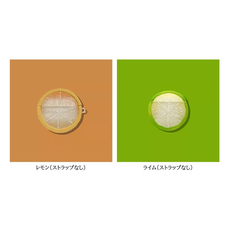 Airpodsケース レモン＆ライム柄 透明 耐衝撃 AirPods ケース
