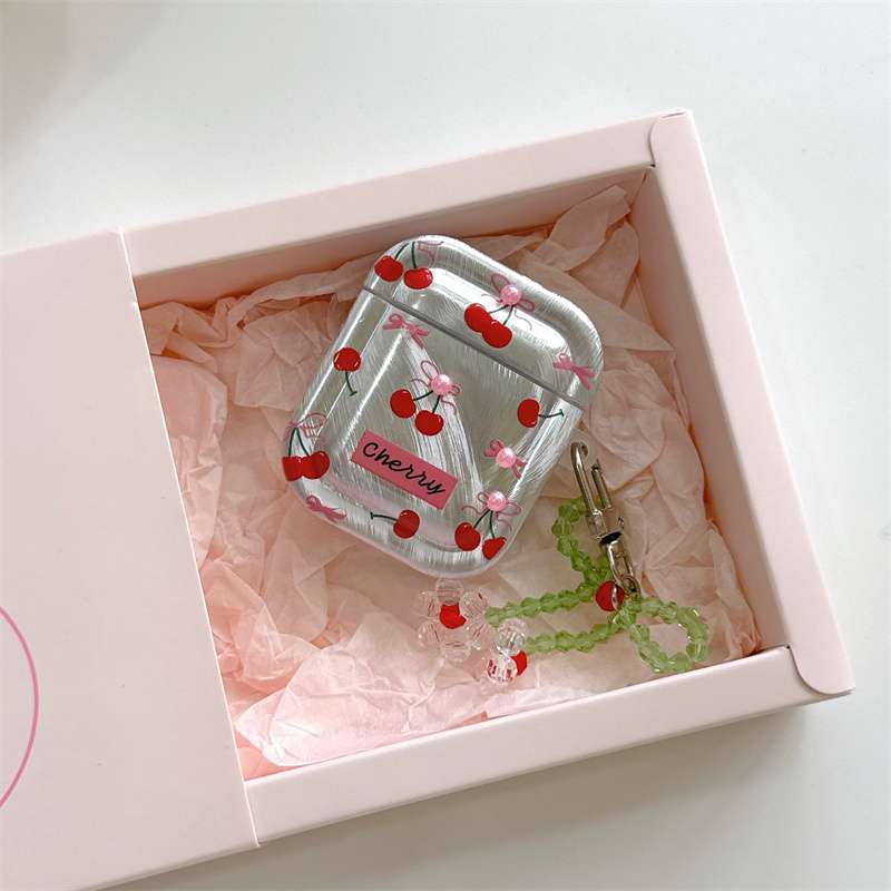 AirPodsproケース チェリー柄アクセサリー付きイヤホンケース