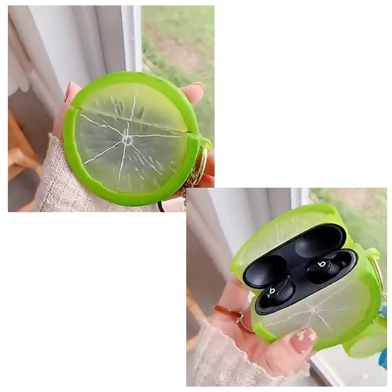 Airpodsケース レモン＆ライム柄 透明 耐衝撃 AirPods ケース