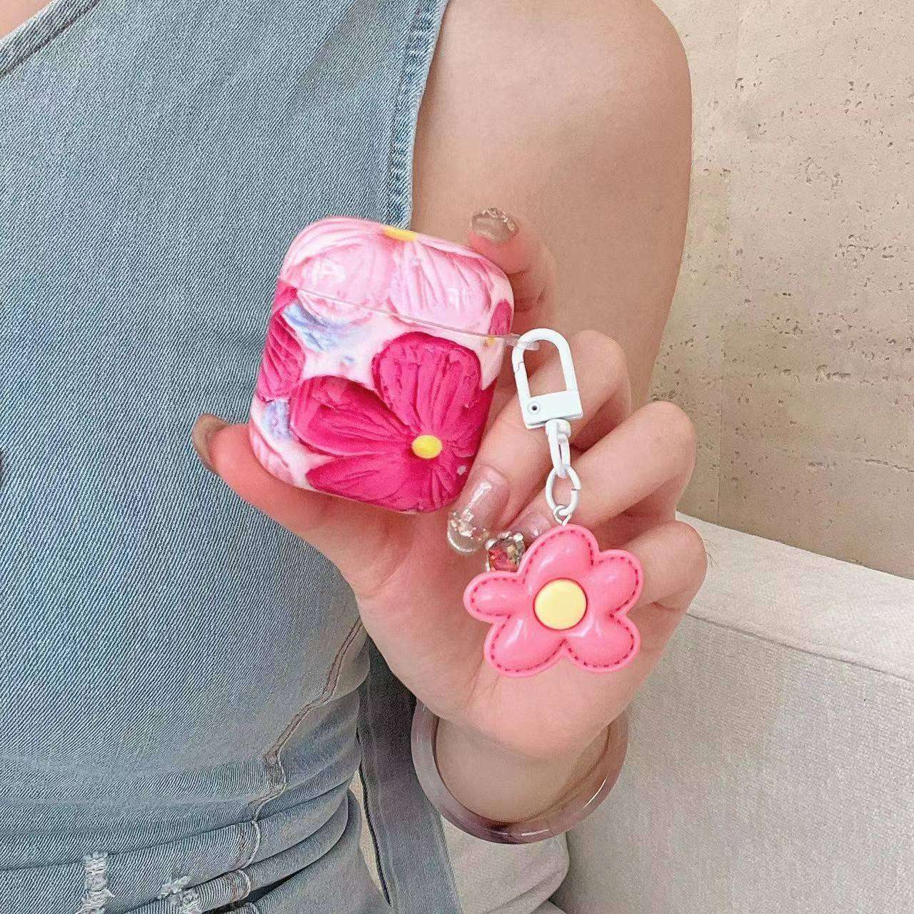 花柄AirPodsproケース 可愛い小花チャーム付き