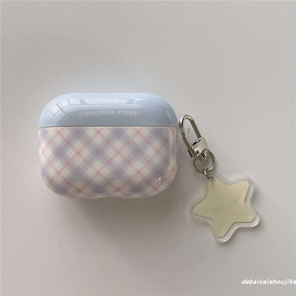 かわいいチェック柄AirPodsproケース