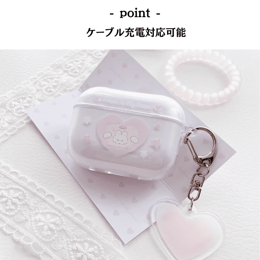かわいい うさぎ パステル AirPods/AirPodsproケース