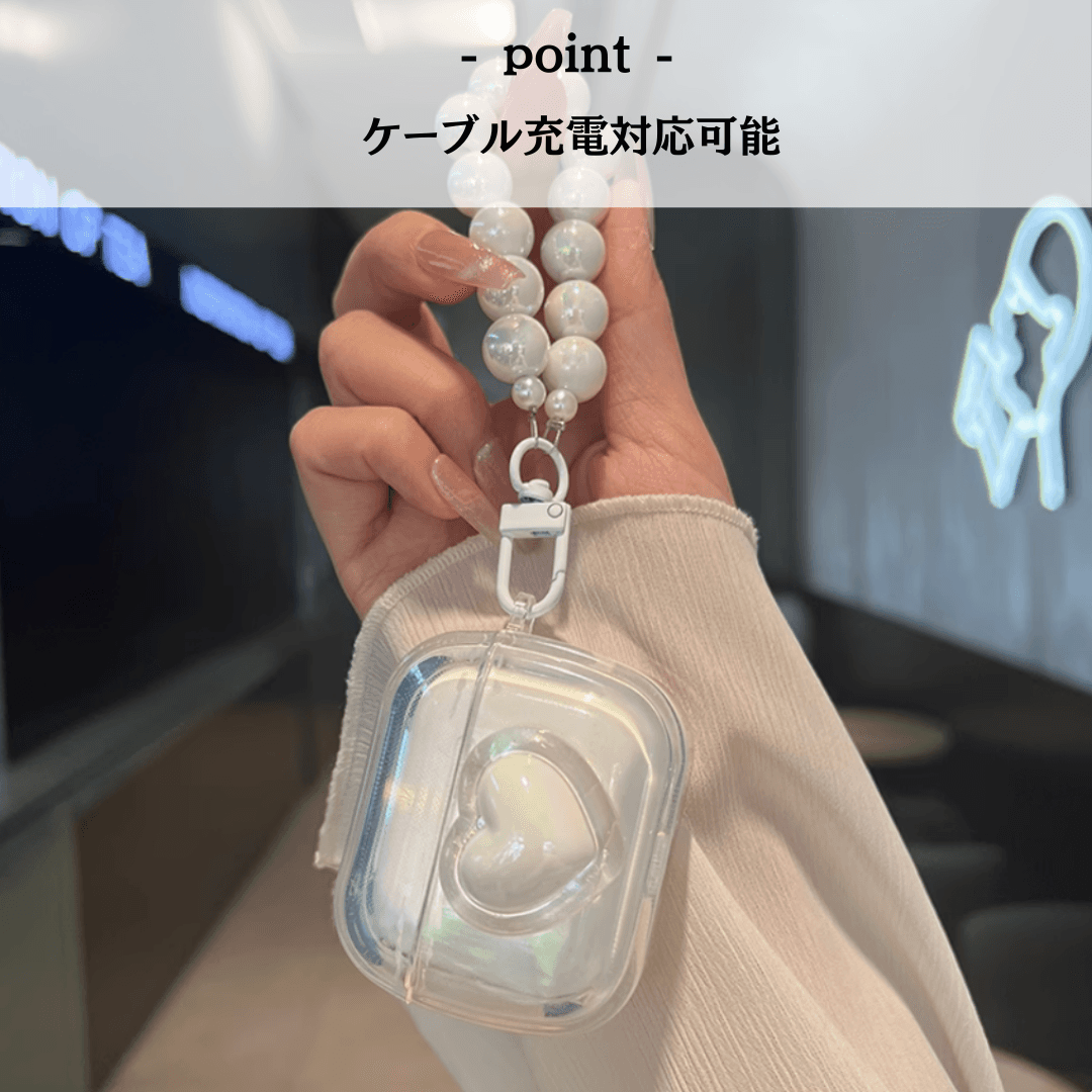真珠風 ビーズストラップ AirPods/AirPodsproケース