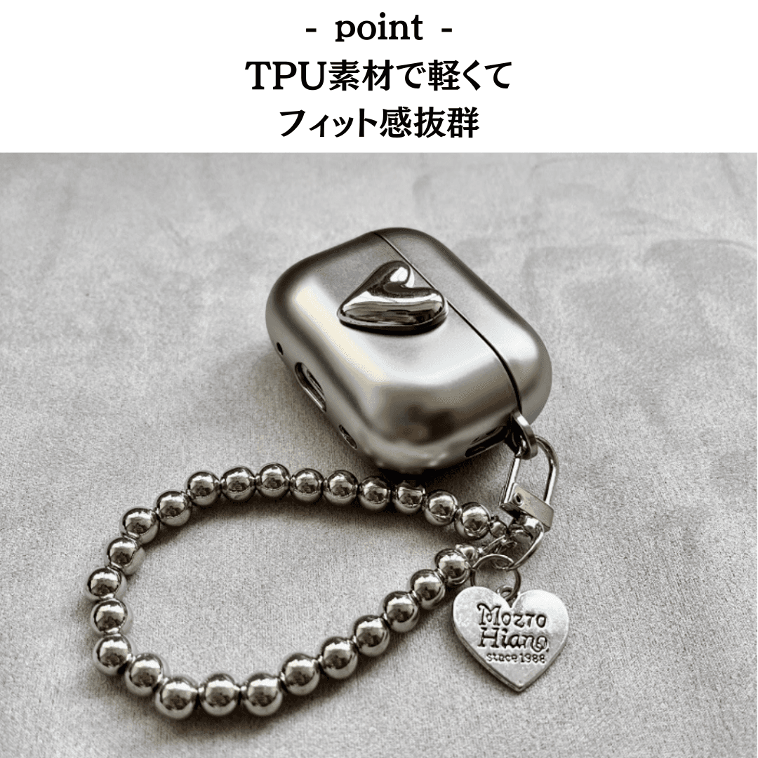 シルバー ハート AirPods/AirPodsproケース
