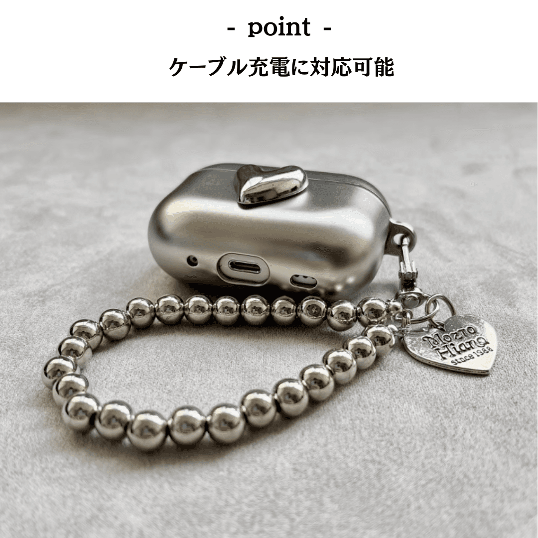 シルバー ハート AirPods/AirPodsproケース