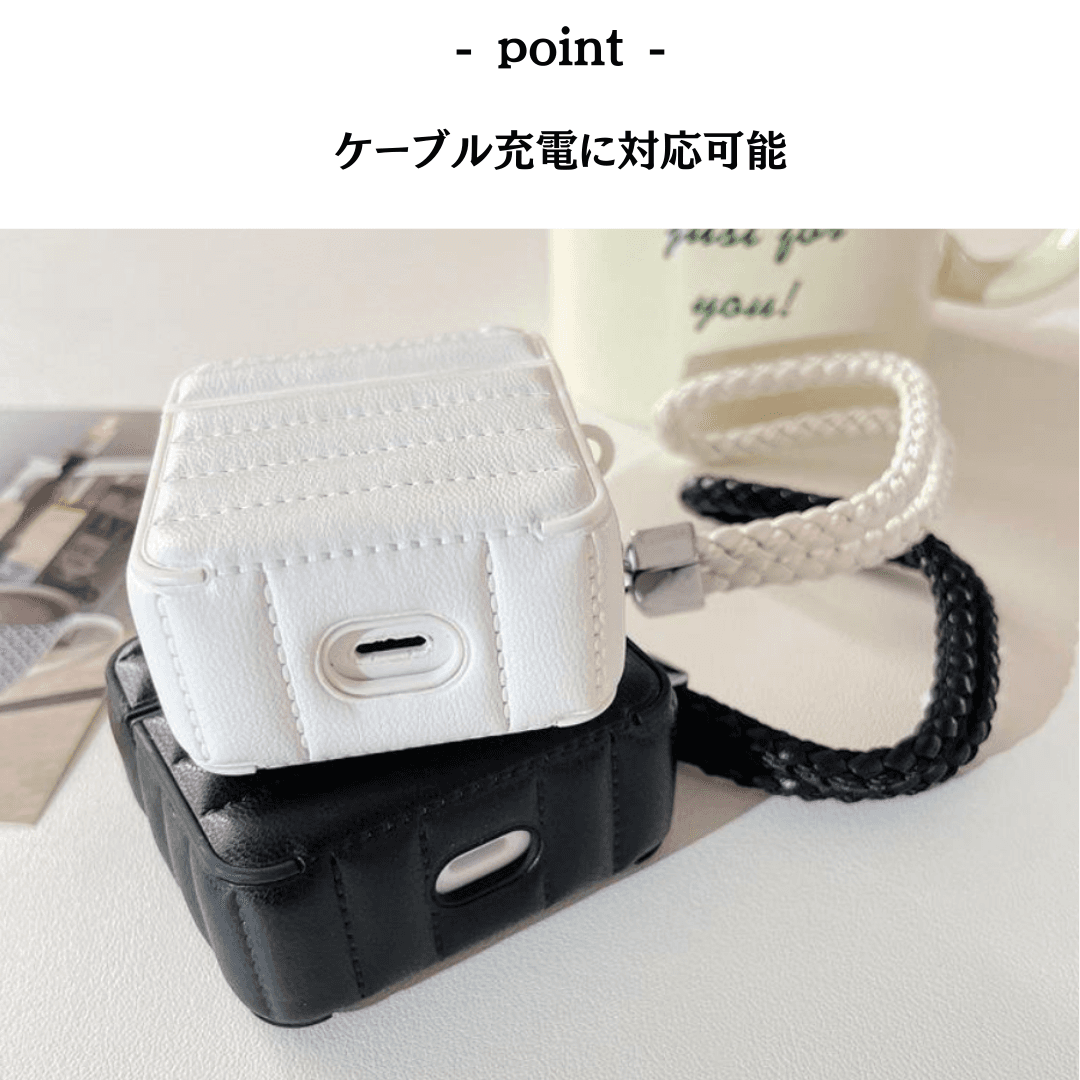 シンプル おしゃれ キルティング風 AirPods/AirPodsproケース