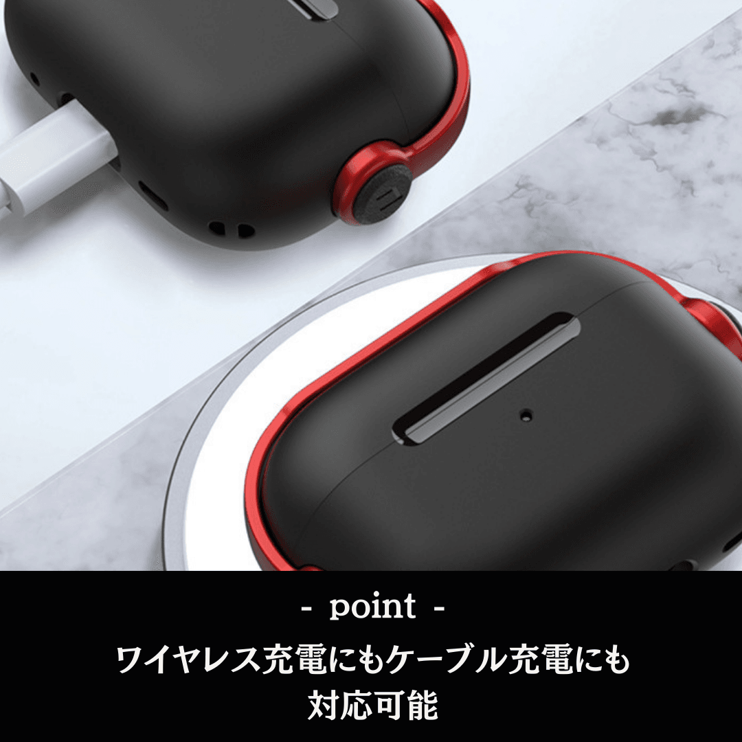 シンプル メンズ 耐衝撃 リング付き AirPods/AirPodsproケース