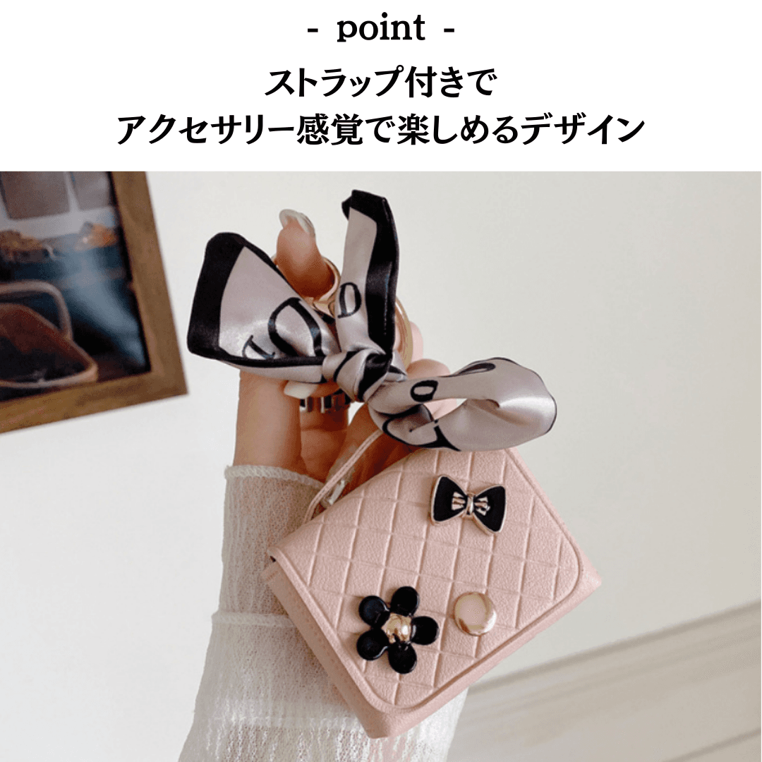キルティング リボン付き AirPods/AirPodsproケース