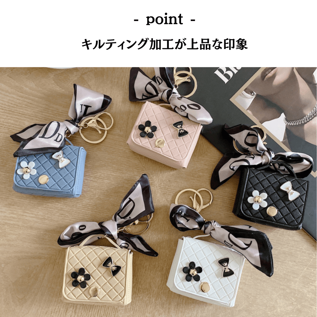 キルティング リボン付き AirPods/AirPodsproケース