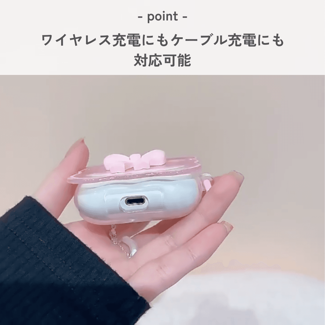 ピンクリボンデザイン AirPods/AirPodsproケース