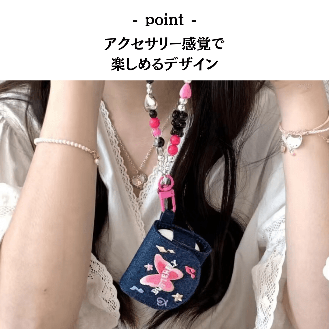 蝶々刺繍入りデニム風 AirPods/AirPodsproケース