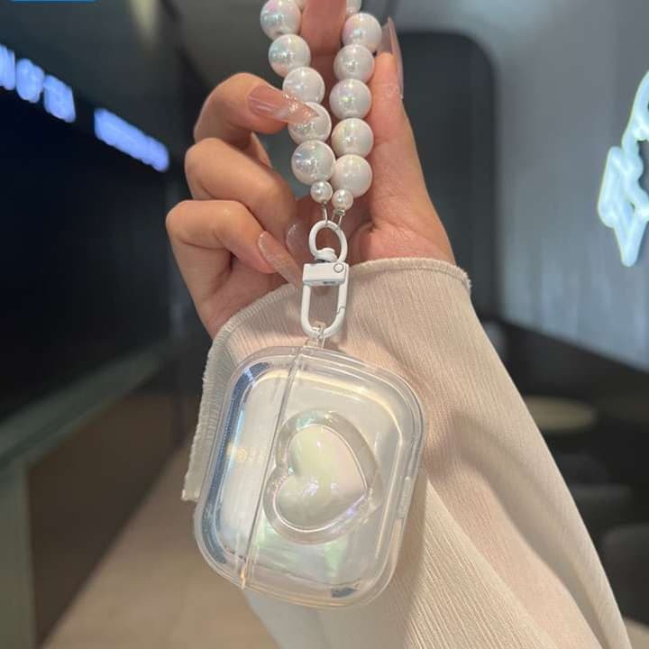 AirPods パールストラップ付きハート型AirPodsproケース