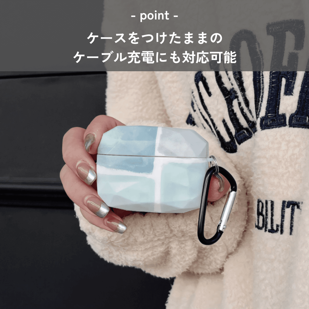 かわいい 人気 大理石風 カラビナ付き AirPods/AirPodsproケース