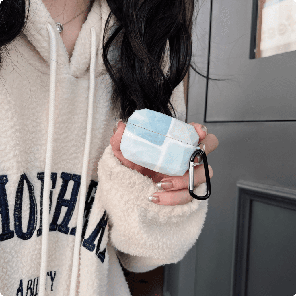 かわいい 人気 大理石風 カラビナ付き AirPods/AirPodsproケース
