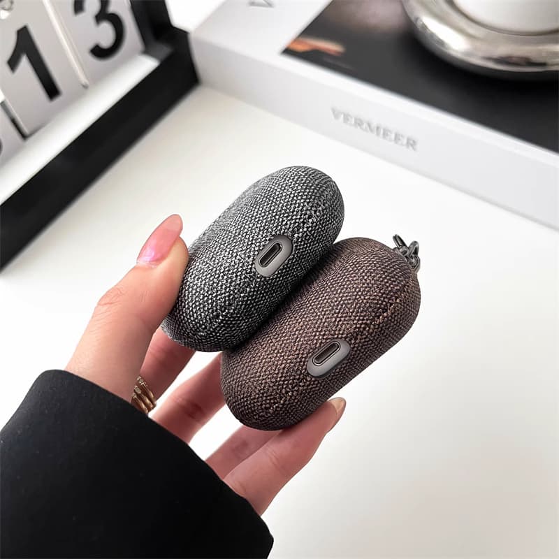 デニム風 カラビナ付き AirPods/AirPodsproケース