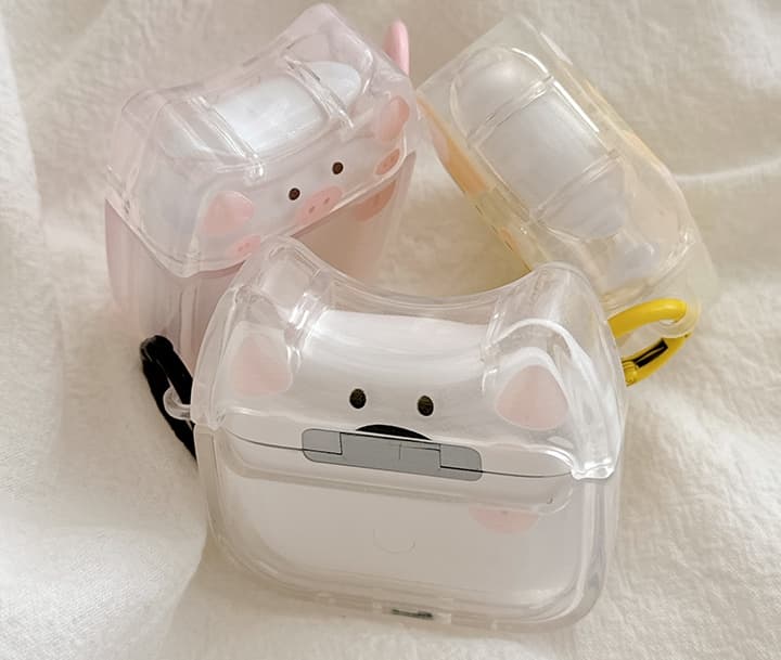 Airpodsケース かわいい動物顔シリコンケース