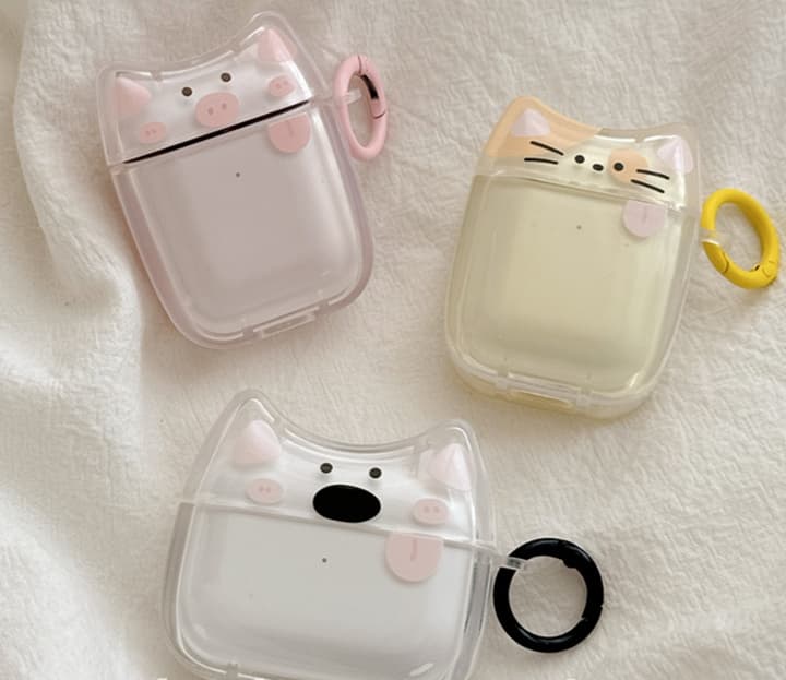 Airpodsケース かわいい動物顔シリコンケース