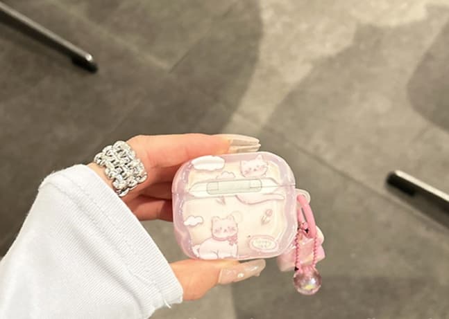 Airpodsケース ねこさんとハートの癒しケース