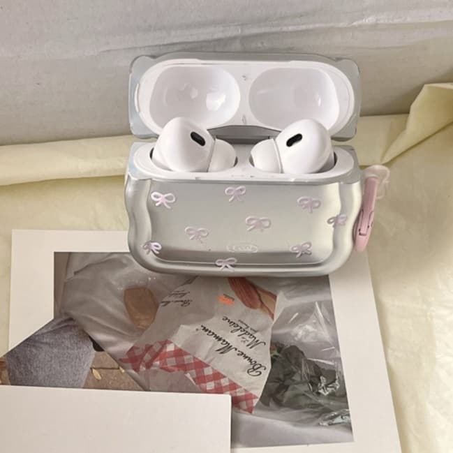 Airpodsケース リボン柄 優美なポーチ型 保護ケース