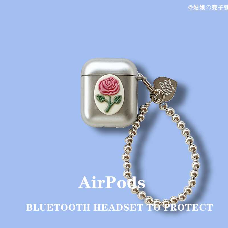 【廃盤】AirPodsproケース バラ柄 チャーム