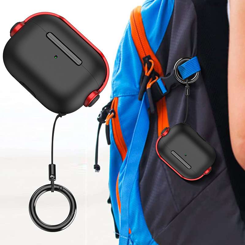 シンプル メンズ 耐衝撃 リング付き AirPods/AirPodsproケース