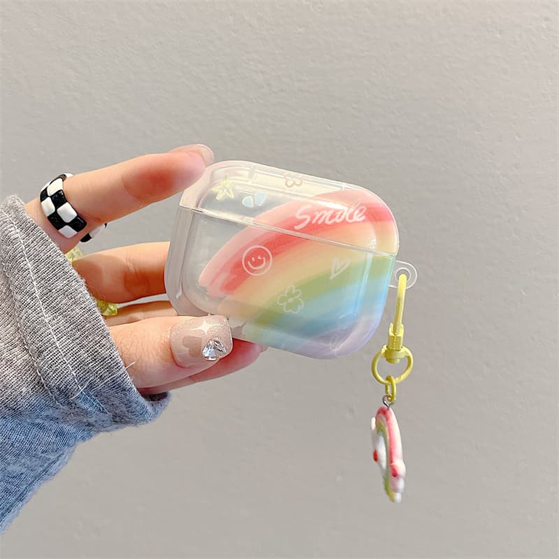Airpodsケース にこにこ虹色お空クリアケース