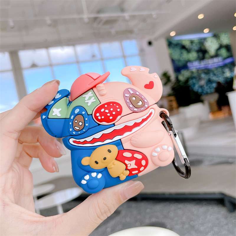 AirPodsproケース スティッチ風ファンシーモンスターケース