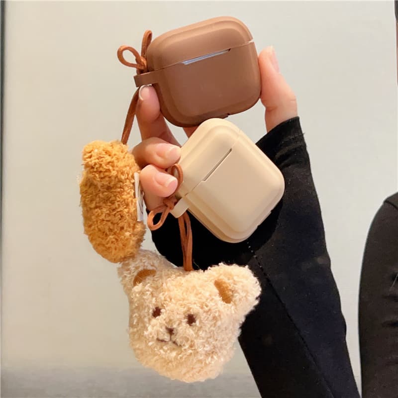 Airpodsケース ふわふわくまさん付きイヤホンケース