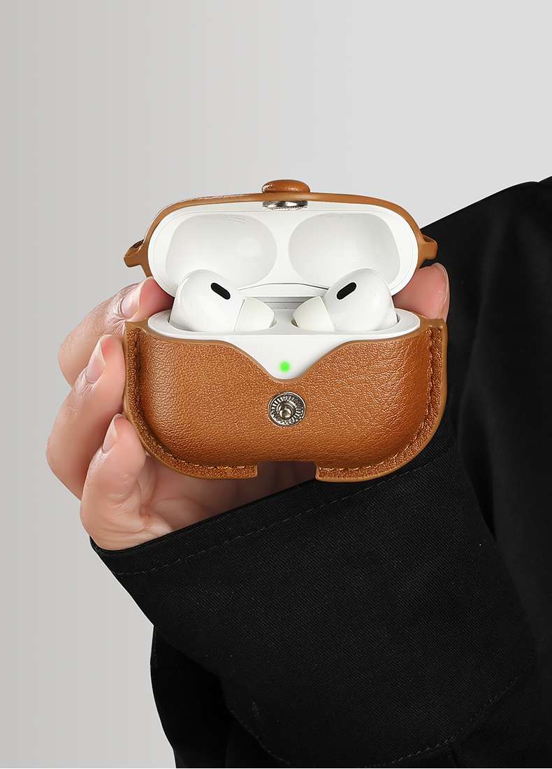 革製AirPodsproケース付きキーホルダー