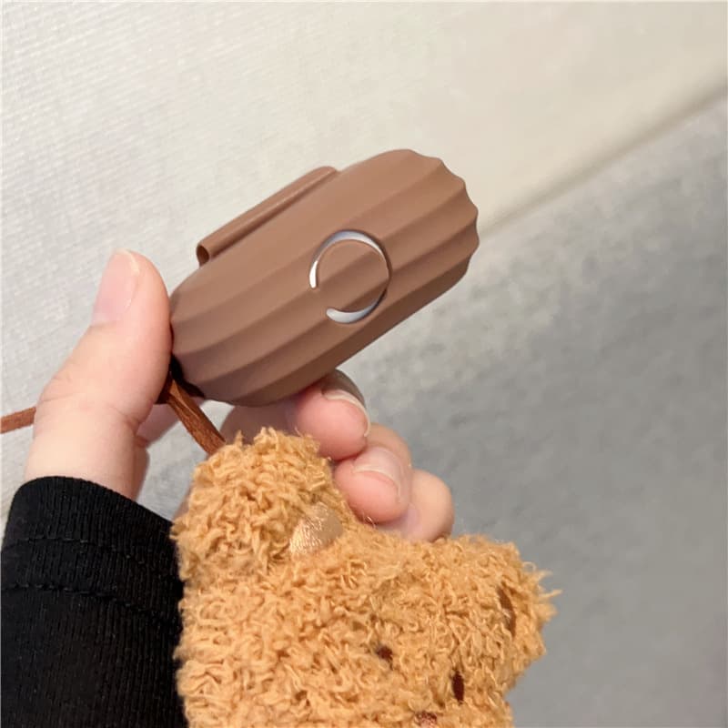 Airpodsケース ふわふわくまさん付きイヤホンケース