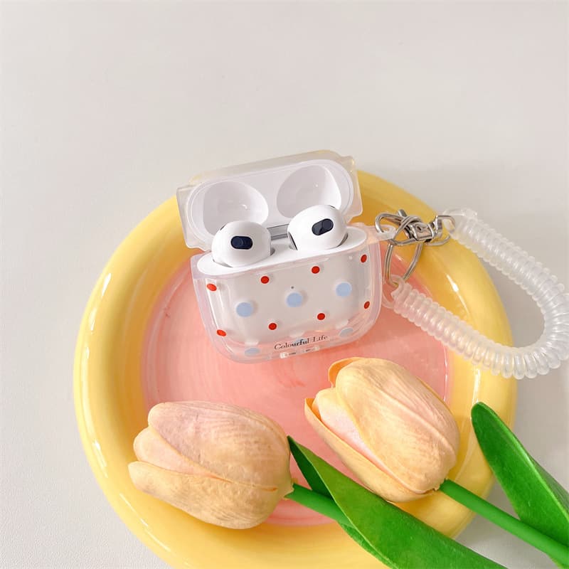 Airpodsケース 水玉模様の春色チューリップケース