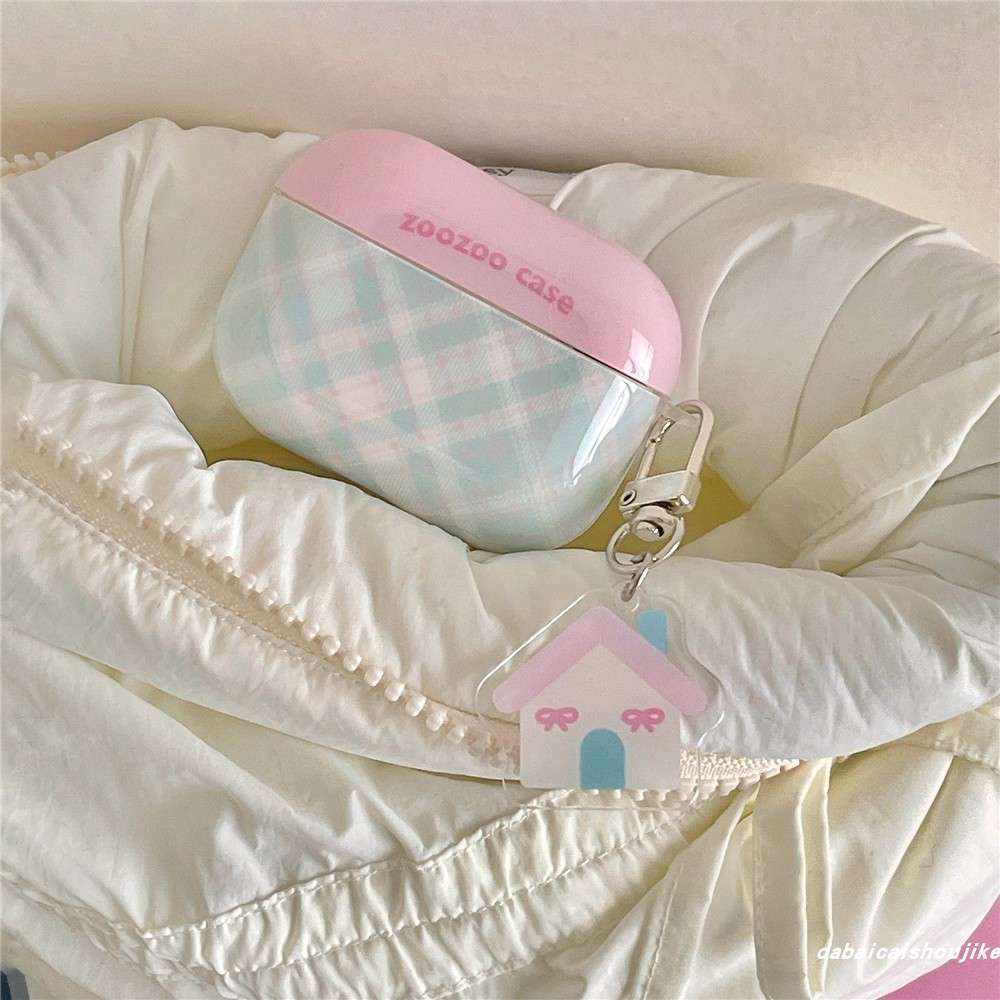 かわいいチェック柄AirPodsproケース