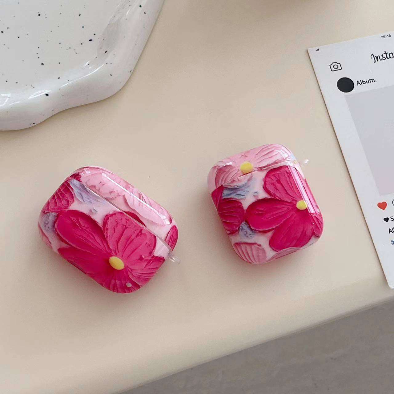 花柄AirPodsproケース 可愛い小花チャーム付き