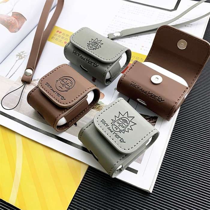 AirPodsproケース リックとモーティー風 革製イヤホンケース