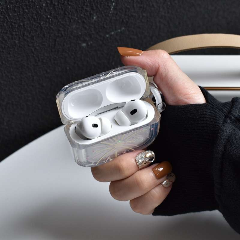 AirPodsproケース 花火デザイン アクセサリー付き イヤホンケース AirPods ケース