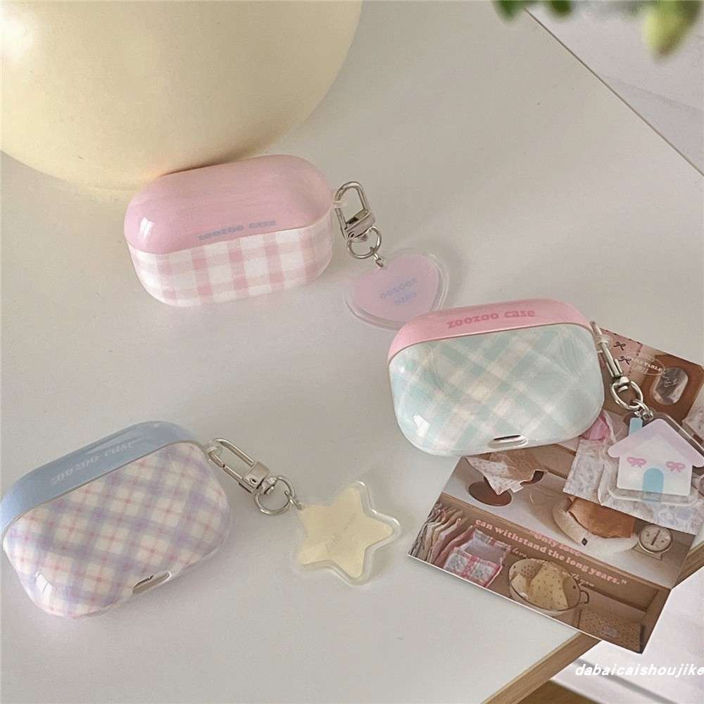 かわいいチェック柄AirPodsproケース