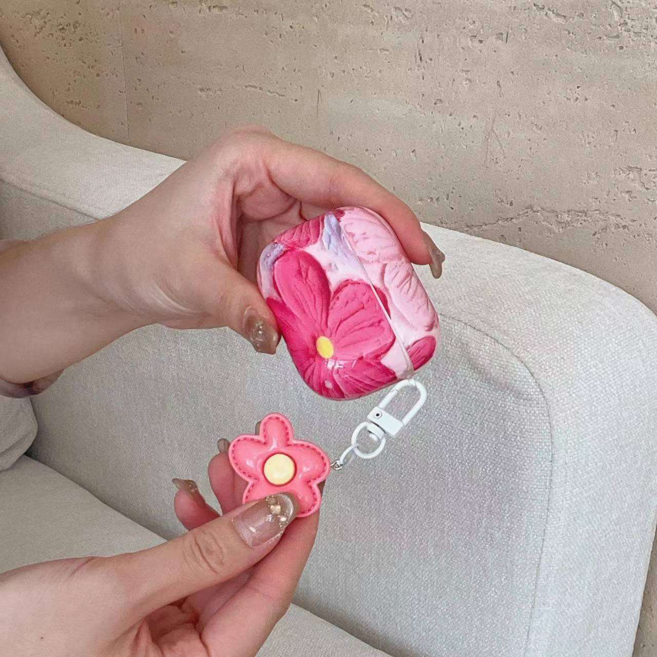 花柄AirPodsproケース 可愛い小花チャーム付き