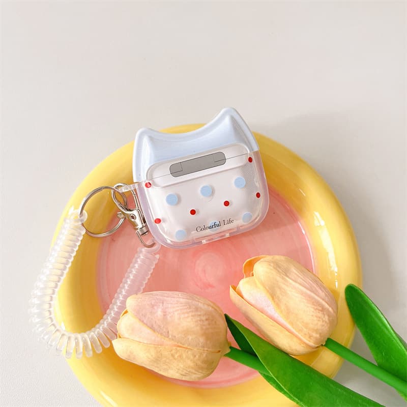 Airpodsケース 水玉模様の春色チューリップケース