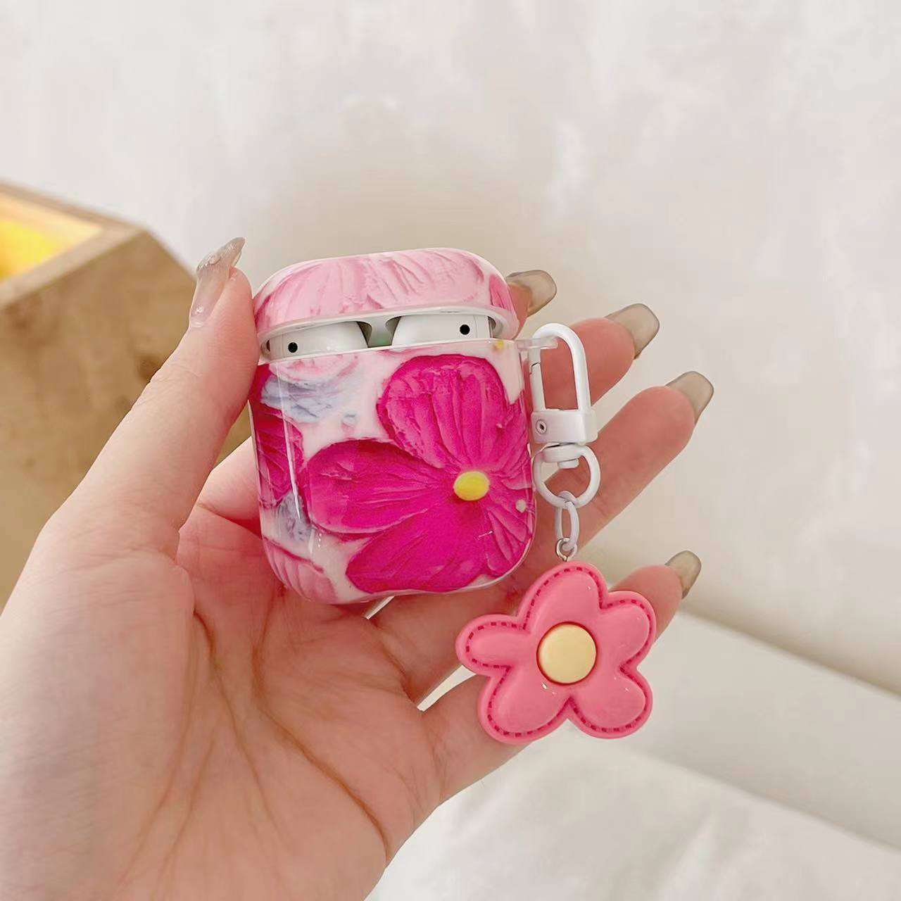 花柄AirPodsproケース 可愛い小花チャーム付き