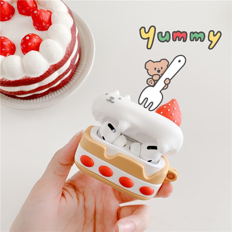Airpodsケース いちごショートケーキ猫ちゃんエアーポッズケース
