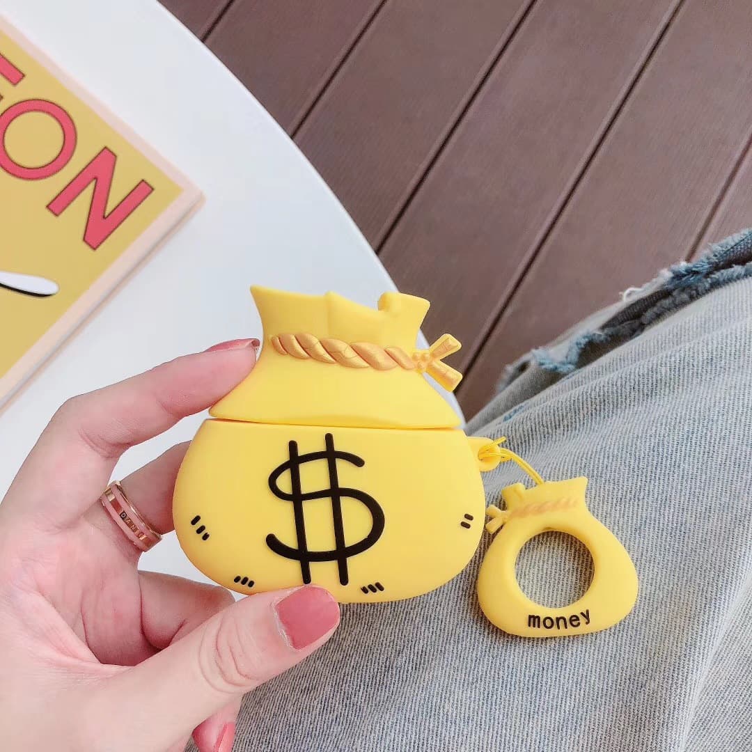 Airpodsケース AirPods第1第2世代対応 お金袋デザイン可愛いシリコンケース