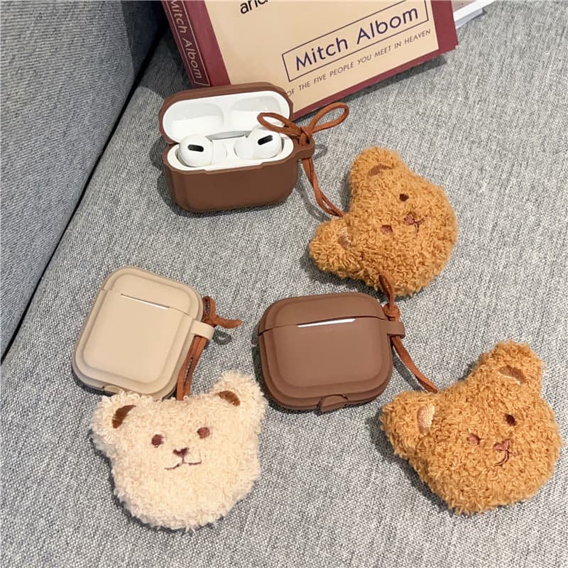 Airpodsケース ふわふわくまさん付きイヤホンケース