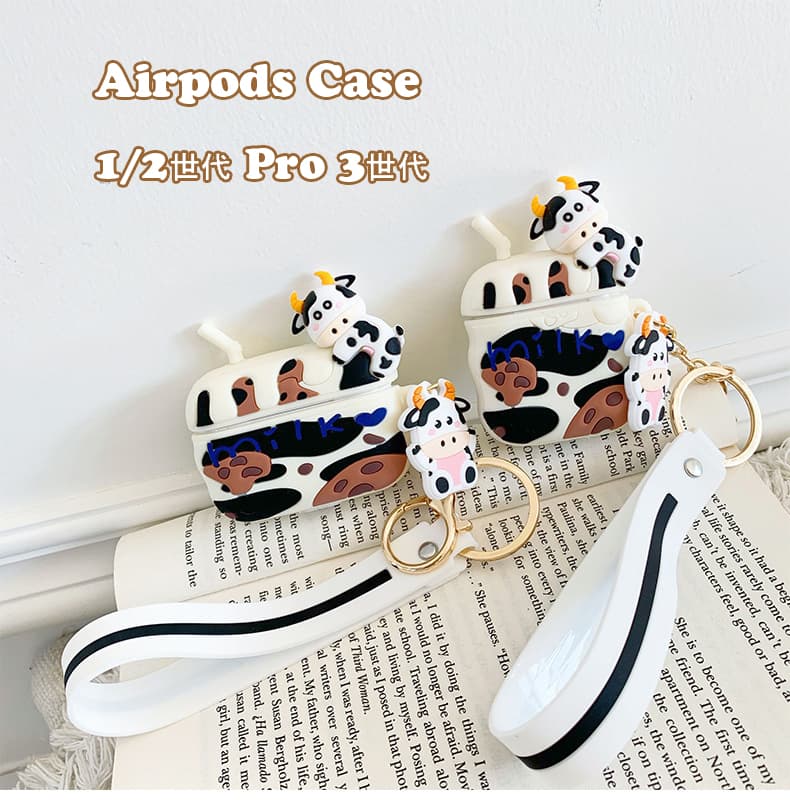Airpodsケース 牛柄 第一世代第二世代第三世代対応 音楽機器保護ケース