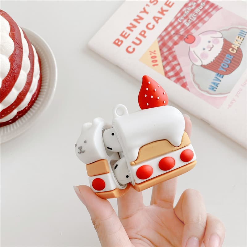 Airpodsケース いちごショートケーキ猫ちゃんエアーポッズケース