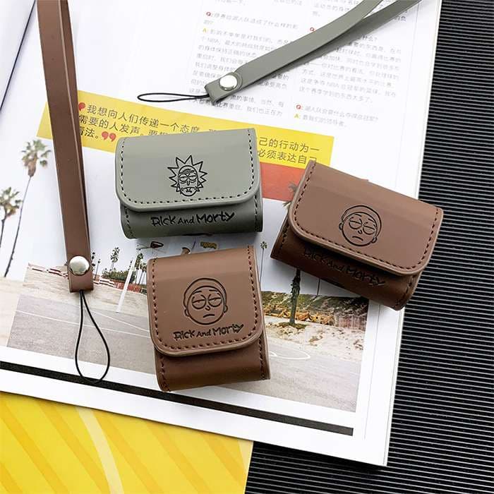 AirPodsproケース リックとモーティー風 革製イヤホンケース