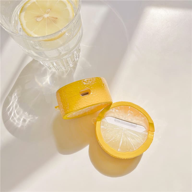 Airpodsケース レモン＆ライム柄 透明 耐衝撃 AirPods ケース
