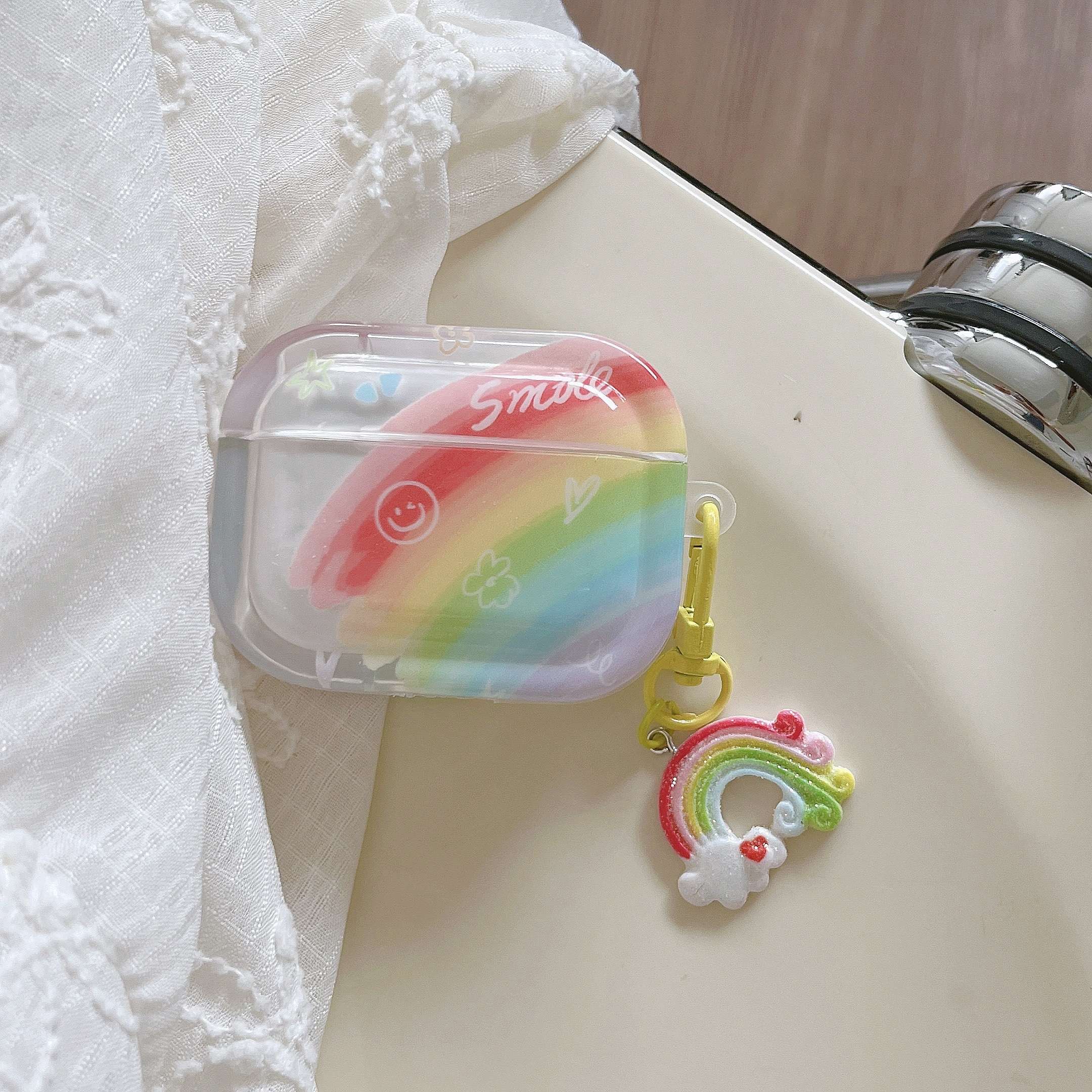 虹色スマイル柄AirPodsproケース