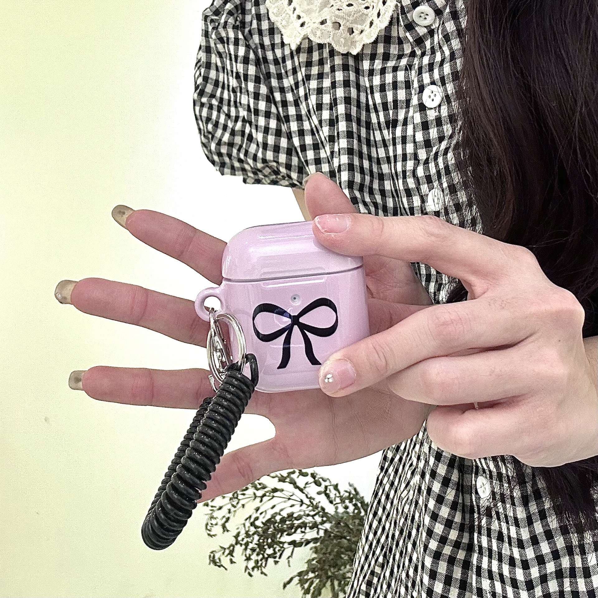 リボン柄AirPodsproケース保護カバー