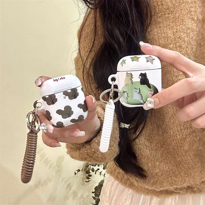AirPodsproケース 動物柄アクセサリー付きイヤホンケース