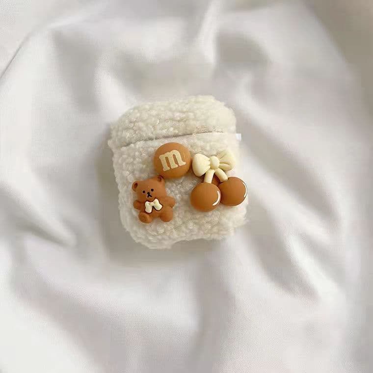 Airpodsケース もこもこくまちゃんデコケース